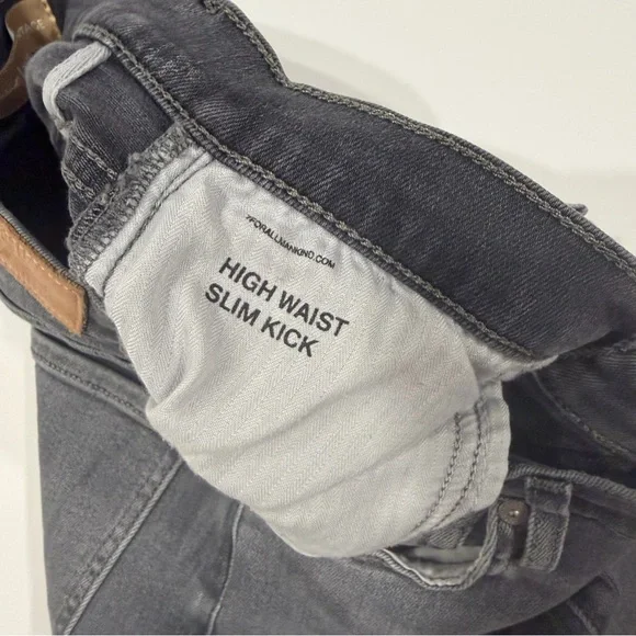 7 For All Mankind High Waist Slim Kick Fray Hem Jeans Luxe Vintage Cher Grey 26 - Picture 7 of 14